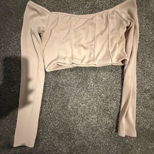 Club London robbed Cream Off-Shoulder Women's Top